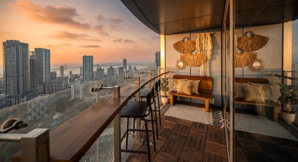 Luxury 3 BHK and 4 BHK apartment balcony with city skyline view in Kolkata