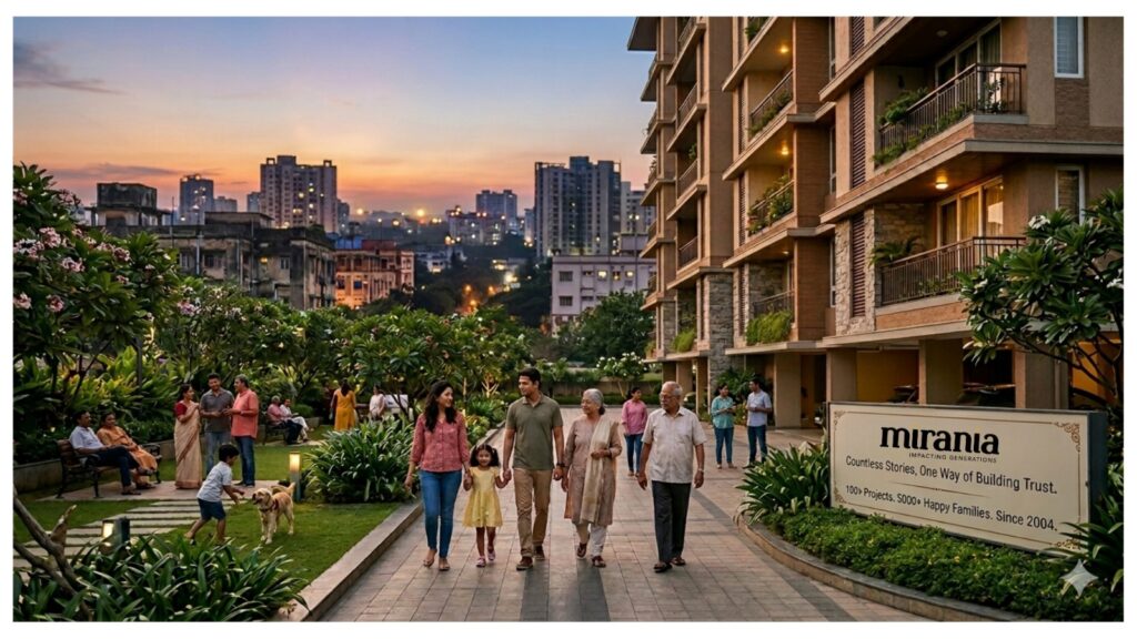 Mirania Realty luxury residential apartments with landscaped gardens and family-friendly community living in Kolkata