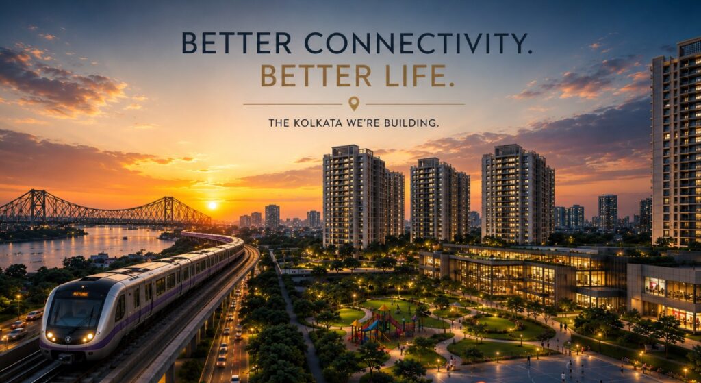 Kolkata Metro connectivity with modern residential apartments and urban infrastructure development