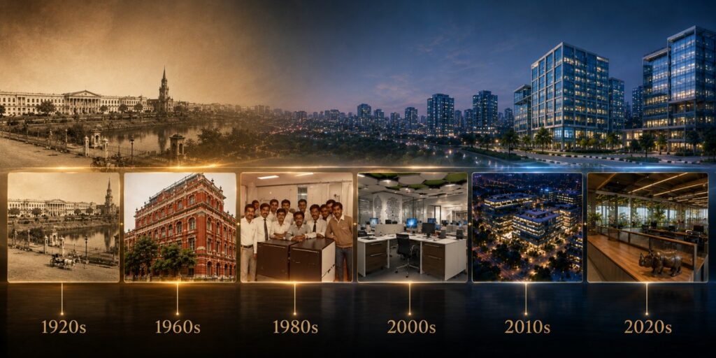 Evolution of commercial real estate in Kolkata from colonial business districts to modern IT and corporate hubs